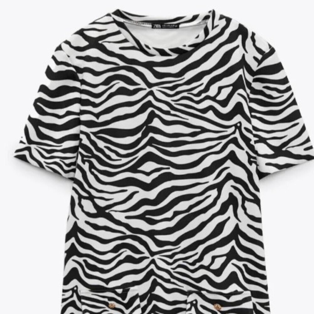 Zara Women's Black and White Dress SIZE S 5070/171/070